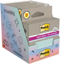 Post-it® Super Sticky 100% Recycled -viestilaput 654-RSS2-PSGP, mintunvihreä ja sininen, 76 mm x 76 mm, 70 viestilappua/lehtiö, 2 lehtiötä/pakkaus - 5
