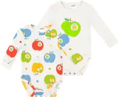 Ciraf vauvojen body Omppu 2-pack PatternLab - Optic White & aop - 1