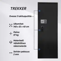 Trekker asekaappi 10 Asetta AS1000 V2, Digitaalilukolla, Musta - 2