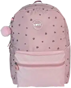 Pinkki koulureppu pompomilla - 1