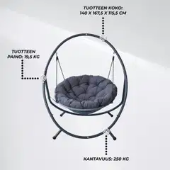 Lykke riipputuoli comfort, antrasiitti - 2