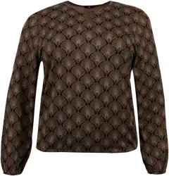 House naisten kuosillinen trikoopusero 213HP30607, D-mitoitus - Black&brown AOP - 1