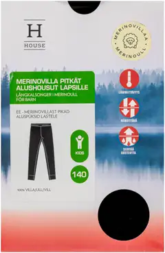 House lasten pitkät alushousut merinovillaa 231H332541 - BLACK - 4