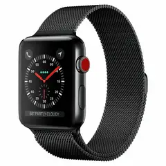 Wave Teräspunottu ranneke, Apple Watch 42mm (Series 1-9) / Apple Watch 44mm / Apple Watch 45mm / Apple Watch 46mm / Apple Watch 49mm, Musta - 3