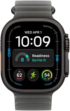 Apple Watch Ultra 4 GPS + Cellular 49 mm:n musta titaanikuori ja läpikuultavanmusta Ocean-ranneke - MJAY4KS/A - 1