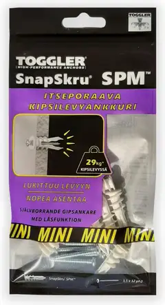 Toggler SnapSkru SPM5-6 kipsilevyankkuri SPM MINI 6kpl + ruuvit - 1