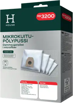 House RB3200 pölypussi 4 kpl + moottorisuodatin - 1