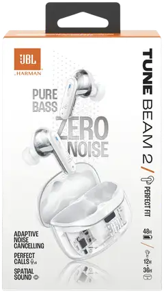 JBL Bluetooth vastamelunappikuulokkeet Tune Beam 2 läpinäkyvä valkoinen - 11