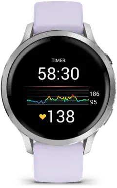 Garmin älykello Venu 4 – 41 mm, hopeanvärinen ja sinivioletti silikonihihna - 4