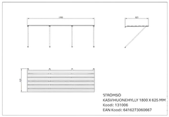Kasvihuonehylly musta 1800x625mm - 2