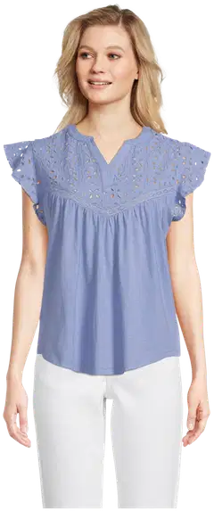 Margaux Riviera naisten pitsisomisteinen trikootoppi CG-116 - Lt.blue - 1