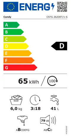 Candy päältä täytettävä pyykinpesukone Smart 7kg valkoinen - 4