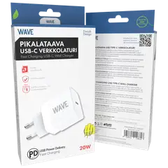 Wave Pikalataava verkkolaturi, 1 x USB Type-C (20W), Valkoinen - 2