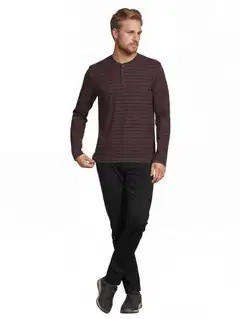 House miesten Henley-raitapaita 195H292604 - Fig/Brown - 4