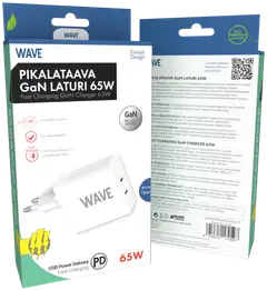 Wave 65W Pikalataava GaN -verkkolaturi, 2 x USB Type-C, Valkoinen - 2