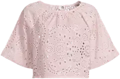 WKLY. naisten brodeerattu kangaspusero pussihihalla 218W090623 - Pale lilac - 2