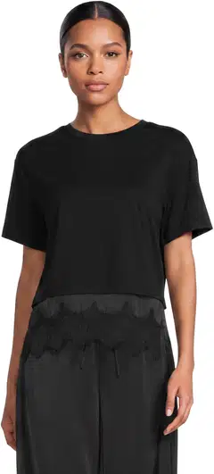 WKLY. naisten trikoopusero pitsihelma 213W126925 - Black - 1