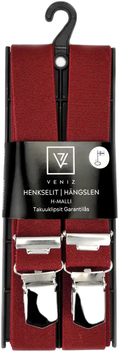 Veniz miesten henkselit 25mm 120cm viininpunainen H-malli 53104 - 1