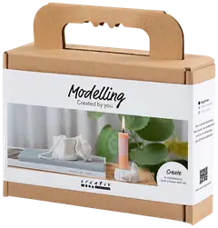 Askartelusetti Mini Muovailu, Kynttilänjalka kuorilla, luonnonvalkoinen, 1pkk/ 1 pkt - 3