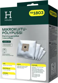 House RB1803 pölypussi 4 kpl + moottorisuodatin - 1