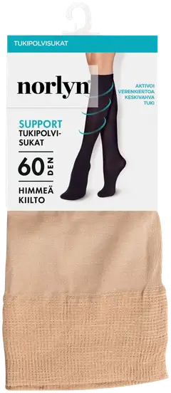 Norlyn naisten tukipolvisukat 60 den - Camel - 1