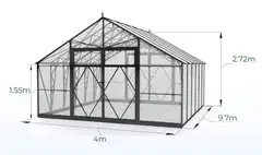 Ecoslider kasvihuone Lux DD 4.0 X 9.7 - 5
