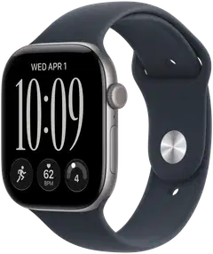 Apple Watch Series 12 GPS 46 mm:n tähtiharmaa alumiinikuori ja laivastonsininen urheiluranneke - M/L - MJEJ4QN/A - 2