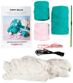 Amigurumi Askartelusetti, Koiranpentu, pastellinpinkki, tumma turk., 1pkk/ 1 pkt - 4