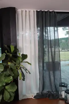 Ihanin pellavaverho 100% tummanharmaa 140 x 280 cm - 4