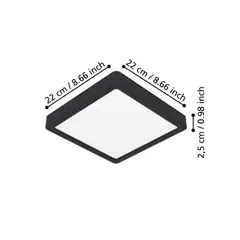 EGLO kattovalaisin Fueva 6 LED 10,5W CCT 22x22 cm musta - 4