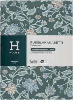 House satiinipussilakanasetti Ofelia 150 x 210 + 55 x 65 cm vihreä - 2