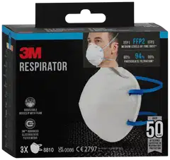 3M™ hiukkassuojain 8810, FFP2, ei venttiiliä, 3 kpl/pakkaus - 4