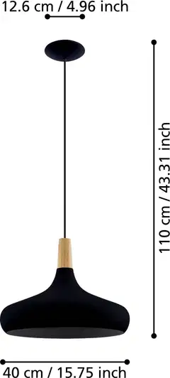 EGLO Riippuvalaisin Sabinar 40W Ø40cm musta/puu - 5