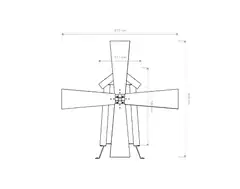 Tuulimylly punavalkoinen, 69x30x32cm - 4
