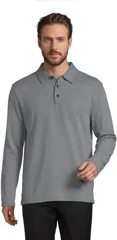 London Fog miesten pitkähihainen jacquard jersey -pikeepaita 194L292607 - Navy Blazer - 1