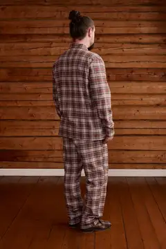 Reino&Aino miesten flanellipyjama Reino - Brown - 5