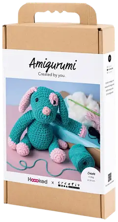 Amigurumi Askartelusetti, Koiranpentu, pastellinpinkki, tumma turk., 1pkk/ 1 pkt - 3