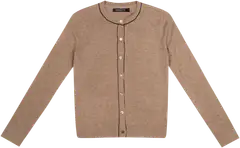 London Fog naisten neuletakki merinosekoitetta  218L342508 - dark beige, black piping - 1