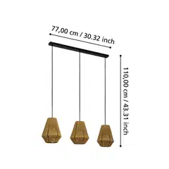EGLO Riippuvalaisin 3-os  Alderney 3x40W 90x20cm naru/musta - 4