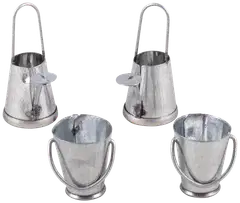 Rayher Hobby metallinen kastelukannu + ämpäri, 2 tyyppiä, 2-3 cm, itsepalveluarkki 4 kpl - 1