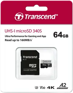 Transcend muistikortti 340S 64GB U3 microSDXC R160 W80 MB/s - 2