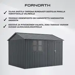 Fornorth pihavarasto ikkunalla 313x260x205cm, antrasiitti - 3