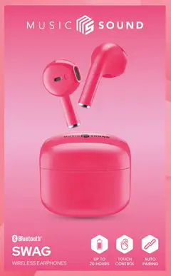 MusicSound Bluetooth nappikuulokkeet Swag pinkki - 1