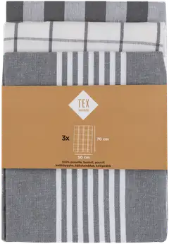 Tex Home keittiöpyyhe Stripes 3kpl harmaa - 5