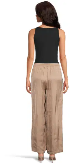 WKLY. naisten leveälahkeiset satiinihousut 222W090210 - SAND - 3