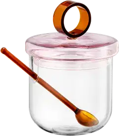 Muurla Loop sokerikko ja lusikka kirkas/pinkki/meripihka 14cm - 1