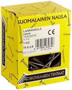 Koskensaaren Tehtaat Lankanaula kirkas 1kg 75x2,8mm - 1