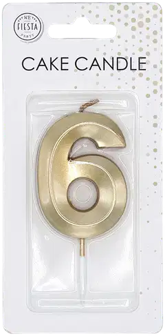 Kakkukynttilä 6 kultainen 6 cm - 3