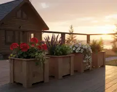 Kukkalaatikko nelikulma, luonnon ruskea, 43x49x49cm - 4