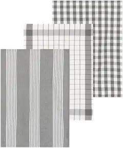 Tex Home keittiöpyyhe Stripes 3kpl harmaa - 1